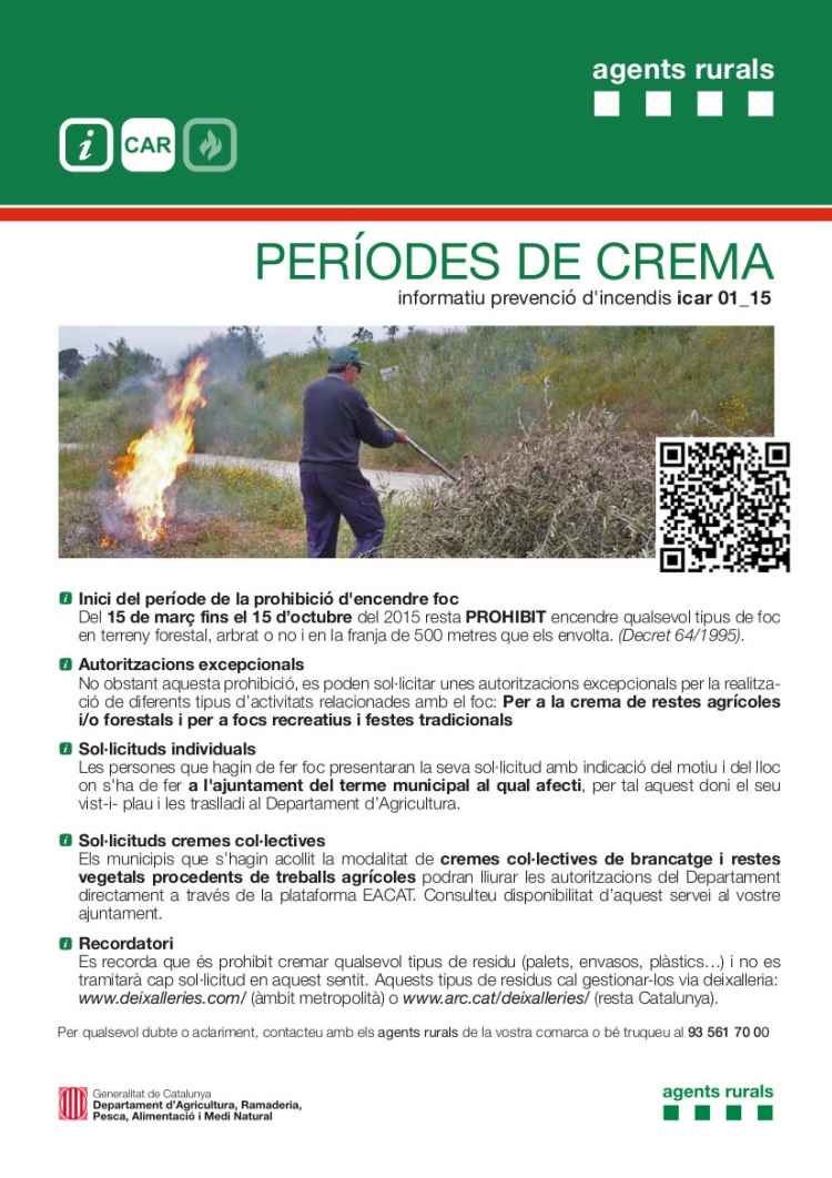 S’inicia el període de la prohibició d’encendre foc en terreny forestal