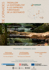 Cartell jornada de sostenibilitat per a empreses turístiques del Ripollès del 14 de desembre del 2021 a les 10 h a Camprodon