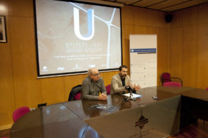Joan Maria Roig i Joaquim Colomer durant la presentació de l'edició 2032 de l'Univers Jove